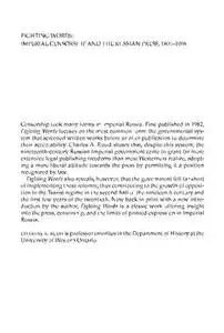 Fighting Words: Imperial Censorship and the Russian Press, 1804-1906