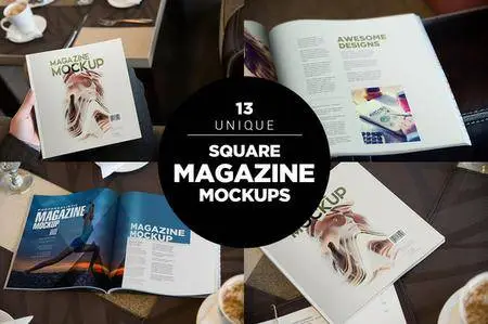 CreativeMarket - Square Magazine Mockups-Cafe Edition