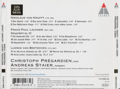 Beethoven / Krufft / Lachner - Christoph Prégardien & Andreas Staier - Lieder (1999)