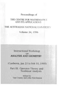 Instructional Workshop on Analysis and Geometry, Canberra, Jan 23 to Feb 10, 1995, Part 3 Operator theory and nonlinear analysi