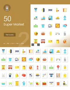 EE - 50 Super Market Flat Multicolor Icons MPNFYJ8