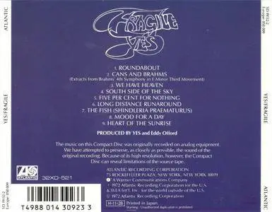 Yes - Fragile (1971) [1986, Atlantic 32XD-521, Japan]