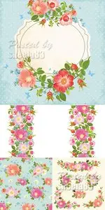 Roses Flowers Patterns Vector
