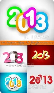 2013 Inscription Happy New Year figures vector set 4