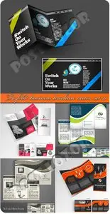 Tri fold business brochure vector set 41