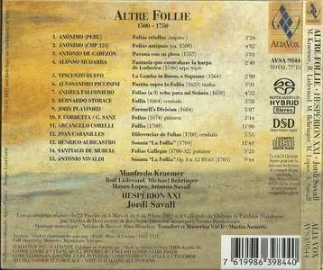 Jordi Savall & Hespèrion XXI - Altre Follie, 1500-1750 (2005) {Alia Vox AVSA9844}