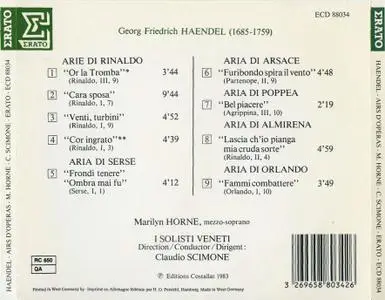 Marilyn Horne, Claudio Scimone, I Solisti Veneti - Handel: Airs d'Opera / Operatic Arias (1983)
