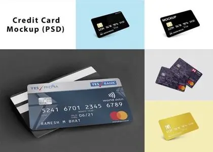 5 Credit Cards PSD Mockups Templates