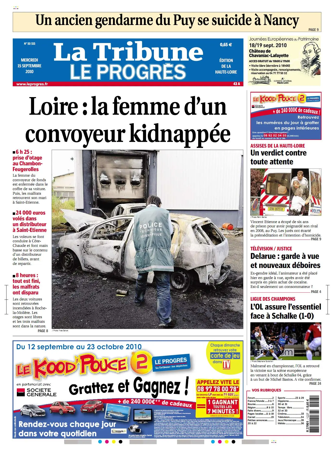 LE PROGRES EDITION DE LA HAUTE LOIRE 15 SEPTEMBRE 2010
