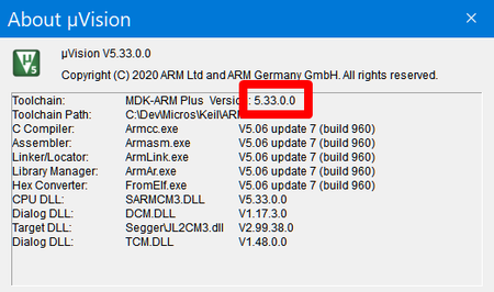 Keil MDK-ARM 5.33 with DFP (build 20201122)