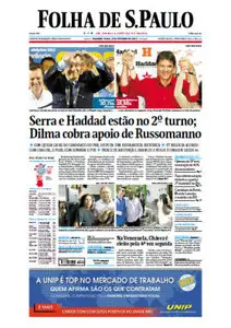 Jornal Folha de São Paulo - 08 de outubro de 2012 - Segunda