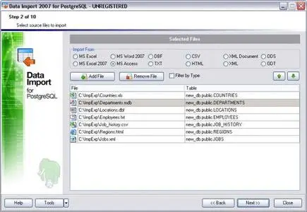 EMS Data Import 2007 for PostgreSQL v3.1.0.2
