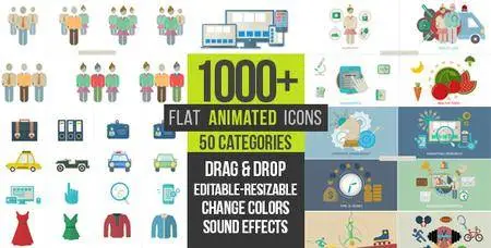Flat Animated Icons 1000+ - Project for After Effects (VideoHive)