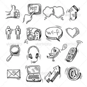 GraphicRiver Doodle Social Icons Set