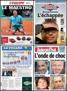 (Quotidiens) - L'Équipe, Libération, Aujourd'hui en France & Le Figaro du Lundi 08 Juin 2009. 