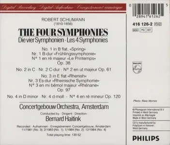 Concertgebouw Orchestra, Bernard Haitink - Schumann: The Four Symphonies (1985)