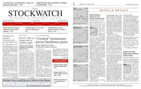 Stockwatch - Canada Daily – June 19, 2017