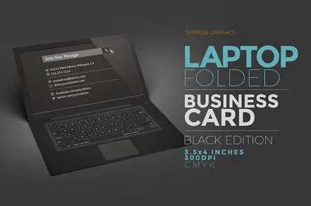 CreativeMarket - Laptop Business Card Black Edition
