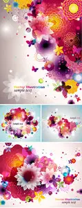 Floral Spring Backgrounds Vector