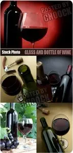 Stock Photo: Glass and bottle of wine