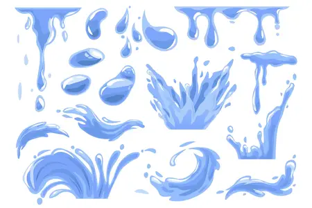 EE - Water Splash Set in Flat Cartoon Design XNEVUQB