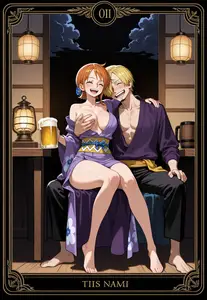 Nami’s Night Out – Open Kimono & Beer Mug (AI Generated)