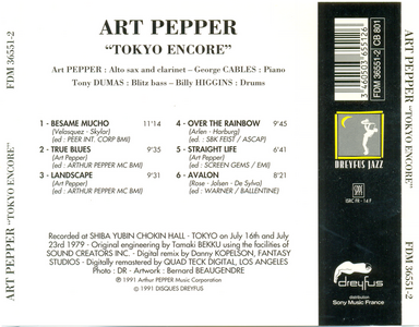 Art Pepper - Tokyo Encore (1979) (Remastered 1991)