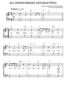 All Things Bright And Beautiful - Cecil Frances Alexander (Easy Piano)