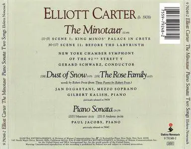 NYCS, Gerard Schwarz, Paul Jacobs, Jan DeGaetani, Gilbert Kalish - Elliott Carter: The Minotaur, Piano Sonata, Two Songs (2015)