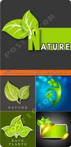 Abstract nature vector background with green leaves