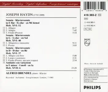 Alfred Brendel - Haydn: Piano Sonatas Hob. XVI:52, XVI:40, XVI:37 (1985)