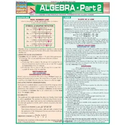 Algebra, Part 2 (Quick Study) by S. B. Kizlik