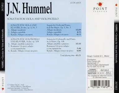 Milan Telecký, Helena Gáfforová, Juraj Alexander, Alexander Cattarino - Hummel: Sonatas for Viola and Violoncello (1995)
