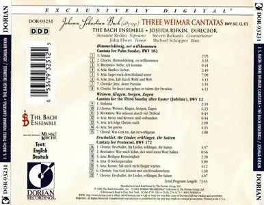 Joshua Rifkin, The Bach Ensemble - Johann Sebastian Bach: Three Weimar Cantatas BWV 182, 12, 172 (1996)