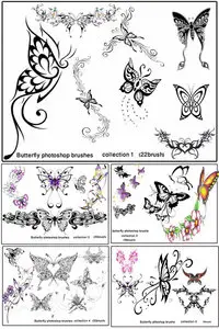 Brushes for Photoshop - Vector collection of butterflies