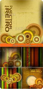 Retro vector background set 4