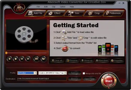 Aiseesoft Video Converter for Creative Zen 3.3.20