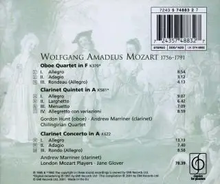 Mozart - Clarinet Concerto. Clarinet Quintet. Oboe Quartet