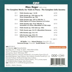 Ulf Wallin, Roland Pöntinen - Max Reger: Complete Works for Violin & Piano; Complete Cello Sonatas [8CDs] (2016)