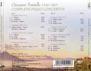 Pietro Spada, Orchestra da Camera di Santa Cecilia - Giovanni Paisiello: Complete Piano Concertos (2011)