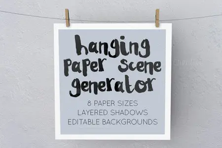 CreativeMarket - Hanging Paper Scene Generator