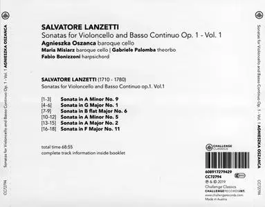 Agnieszka Oszanca - Salvatore Lanzetti: Sonatas for Violoncello Solo and Basso Continuo, Op. 1, Vol. 1 (2019)