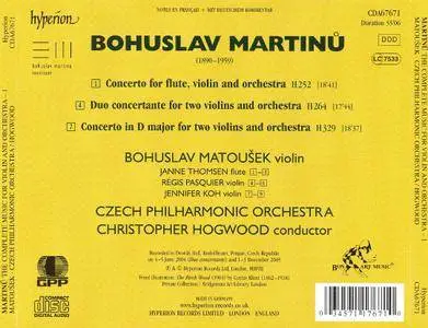 Bohuslav Matousek, Christopher Hogwood - Martinu: Complete Works for Violin & Orchestra, Vol.1 (2007)