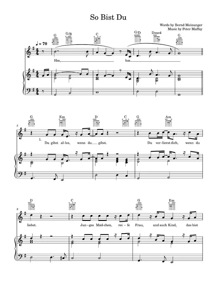 So bist du - Peter Maffay (Piano-Vocal-Guitar (Piano Accompaniment))