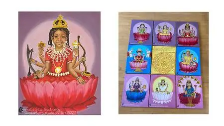 Learn To Oil Paint Dhairyalakshmi (Ashtalaksmi) From Scratch
