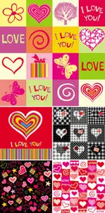 Hearts Seamless Patterns Vector 2