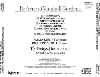 Emma Kirkby, Richard Morton, Roy Goodman, The Parley of Instruments - Dr Arne at Vauxhall Gardens (1988)