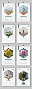 Wall Calendar Layout with Green Accents 1705634783