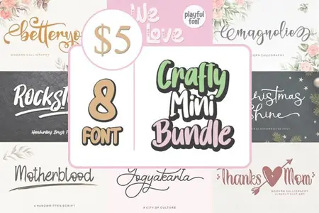 Crafty Mini Font Bundle - 8 Premium Fonts