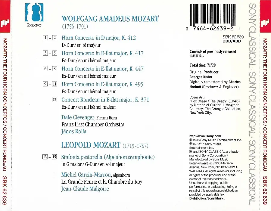 Dale Clevenger, János Rolla - Mozart: The Four Horn Concertos, Concert ...